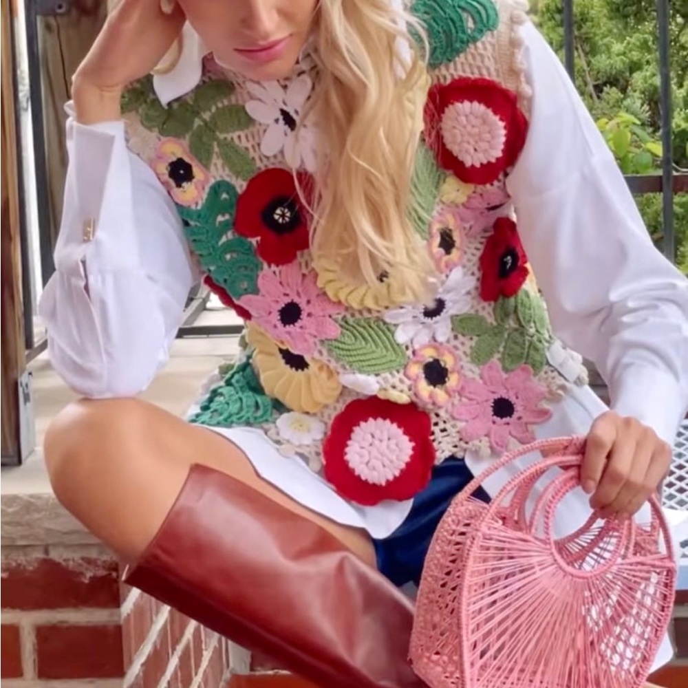 Crochet Vest / Sweater with Flowers